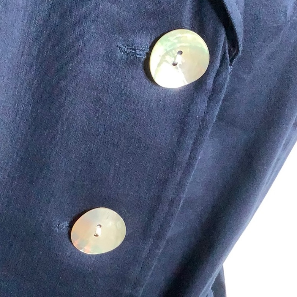 Dressbarn Navy Short Sleeve Blazer Top with Striped Belt Size 14 Career Office - Picture 6 of 16